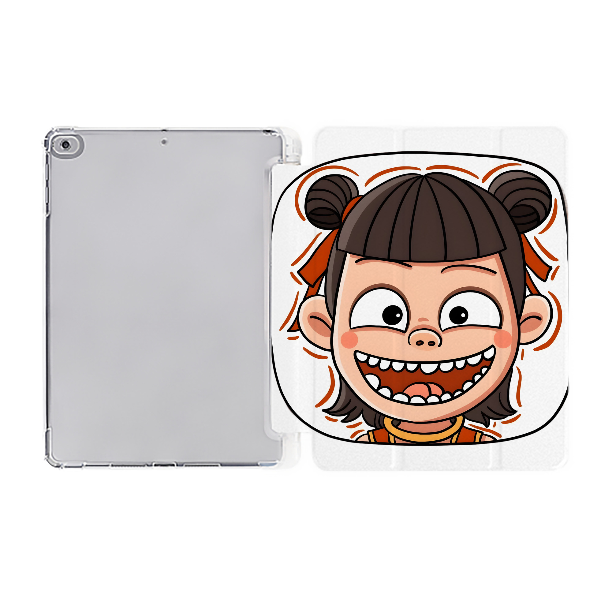 Ne Zha 2 ナタ 魔童の大暴れ IPad ケース ペン収納付き 三つ折りスタンド PUレザー×シリコン 対応機種9.5/10.5/10.9インチ